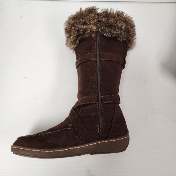 American Eagle Outfitters Brown Faux Fur Suede Boots Size 9 - Picture 7 of 11